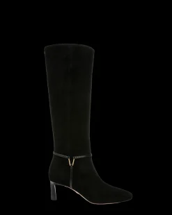 Veronica Beard Boots & Booties*Kenzie Mid-Heel Tall Boot Wide-Calf in Black