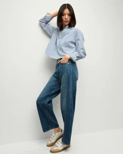 Veronica Beard Tops*Khai Cropped Tunic Top in Blue/White Stripe Blue/WhiteStripe