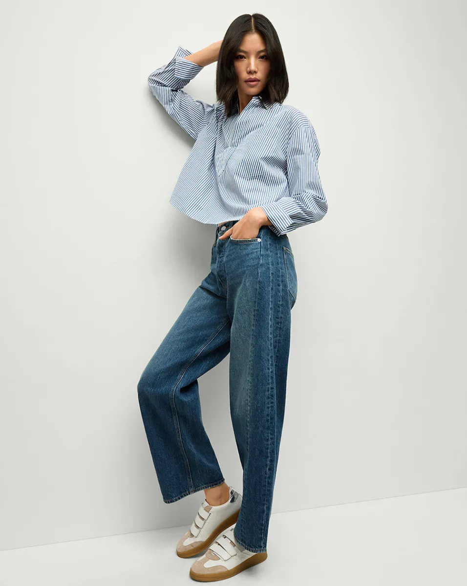 Veronica Beard Tops*Khai Cropped Tunic Top in Blue/White Stripe Blue/WhiteStripe