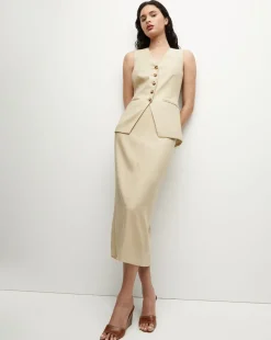 Veronica Beard Skirts & Shorts*Kimpton Stretch-Linen Skirt in Stone Khaki StoneKhaki