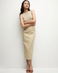 Veronica Beard Skirts & Shorts*Kimpton Stretch-Linen Skirt in Stone Khaki StoneKhaki