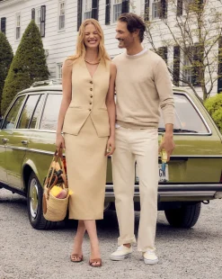 Veronica Beard Skirts & Shorts*Kimpton Stretch-Linen Skirt in Stone Khaki StoneKhaki