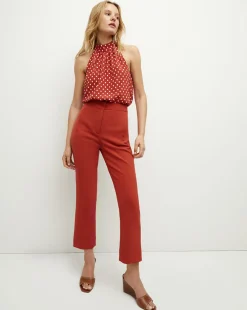 Veronica Beard Tops*Kovi Polka-Dot Halter Top in Brick Red/Ecru BrickRed/Ecru