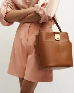 Veronica Beard Shoulder Bags|Vb Classics*Large Crest Lock Bucket Bag in Hazelwood