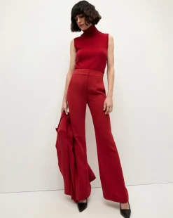 Veronica Beard Pants|Matching Sets*Lebone High Waist Flare Pant in Red Crimson