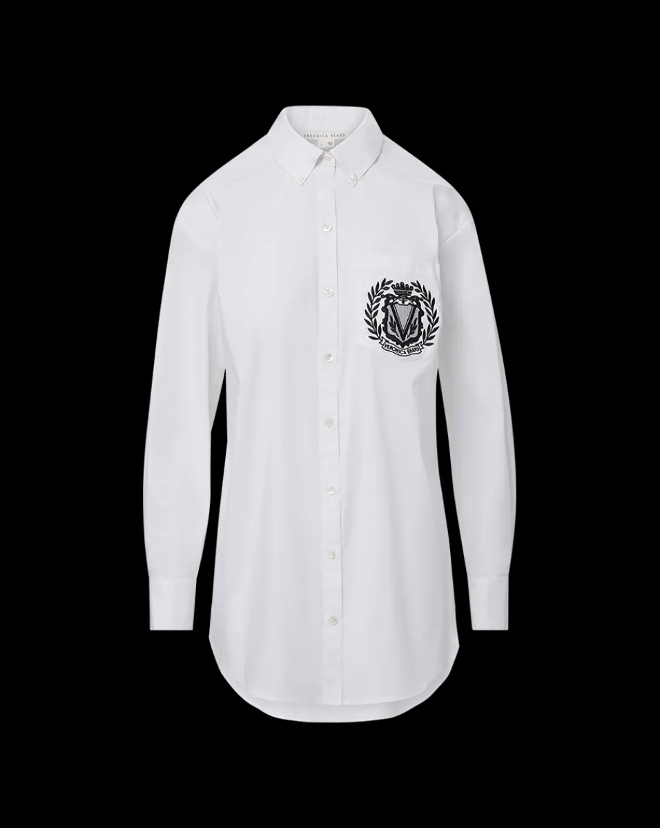 Veronica Beard Tops|Vb Classics*Lloyd Logo Crest Button-Down Shirt White