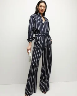 Veronica Beard Tops*Lloyd Striped Button-Down Shirt in Navy/White
