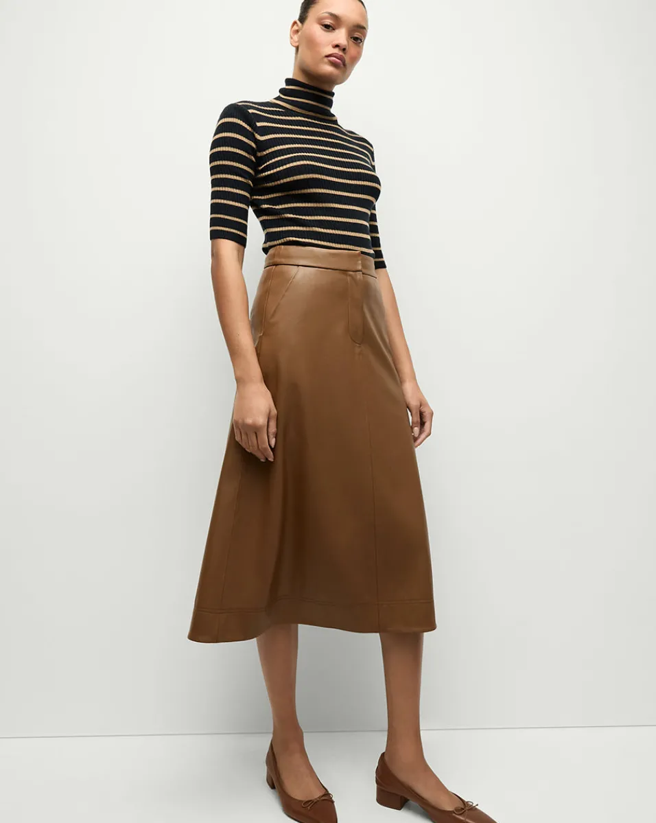 Veronica Beard Skirts & Shorts*Louise A-Line Pleather Skirt in Tan Whisky