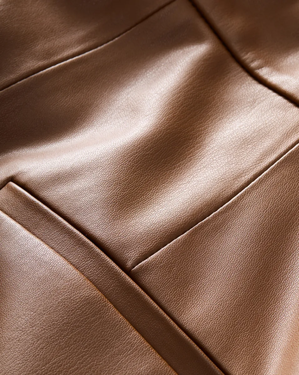Veronica Beard Skirts & Shorts*Louise A-Line Pleather Skirt in Tan Whisky