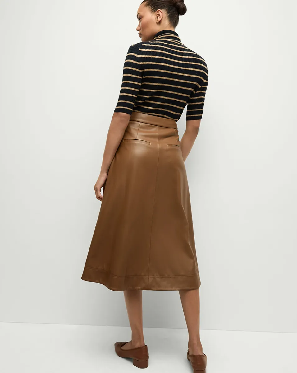 Veronica Beard Skirts & Shorts*Louise A-Line Pleather Skirt in Tan Whisky