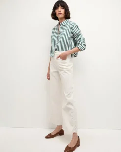 Veronica Beard Tops|The Veronicas' Favorites*Maia Striped Shirt in Green/White Pine/White