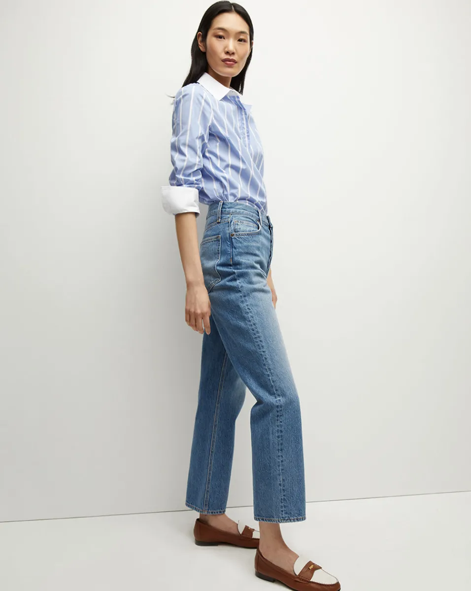 Veronica Beard Tops*Marisol Poplin Shirt in Hydrangea/White
