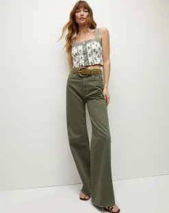 Veronica Beard Tops*Milton Floral Square-Neck Crop Tank IvoryMulti