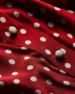 Veronica Beard Tops*Monique Polka-Dot Top in Brick Red/Ecru BrickRed/Ecru
