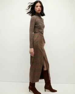 Veronica Beard Tops|The Veronicas' Favorites*Nate Plaid Turtleneck Top in Camel & Black Camel/Black