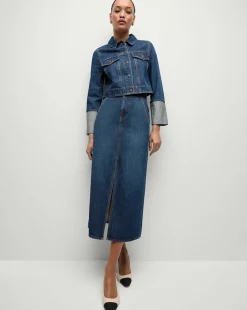 Veronica Beard Jackets & Outerwear|Matching Sets*Phila Cropped Denim Jacket in Blue Denim EveningDusk