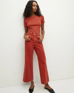 Veronica Beard Tops*Pruitt Ribbed Tee in Brick Red BrickRed