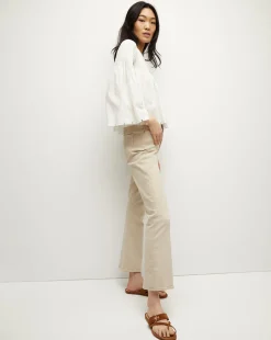Veronica Beard Tops*Quimby Bell-Sleeve Cotton Peplum Top Off-White