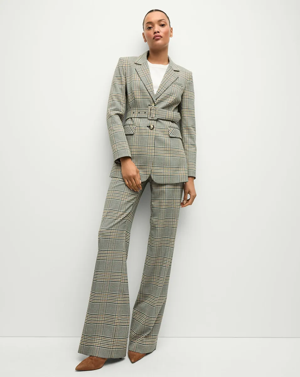 Veronica Beard Jackets & Outerwear|Matching Sets*Ryanne Belted Plaid Dickey Jacket in Ecru/Green Multi Ecru/GreenMulti