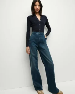 Veronica Beard Tops*Scottie Button-Down Shirt in Navy
