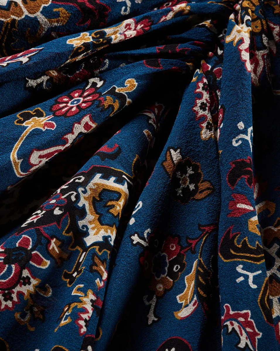 Veronica Beard Skirts & Shorts*Sira Long Ruched Silk Skirt in Blue-Stone-Multi BlueStoneMulti
