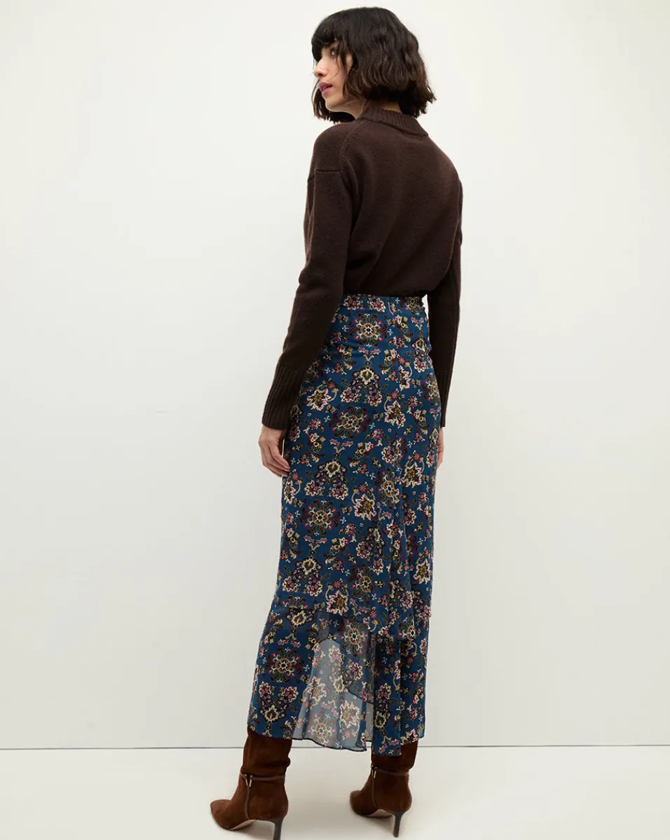 Veronica Beard Skirts & Shorts*Sira Long Ruched Silk Skirt in Blue-Stone-Multi BlueStoneMulti