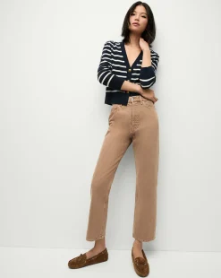 Veronica Beard Sweaters|Tops*Solene Cashmere Striped Cardigan in Navy Navy/Ivory