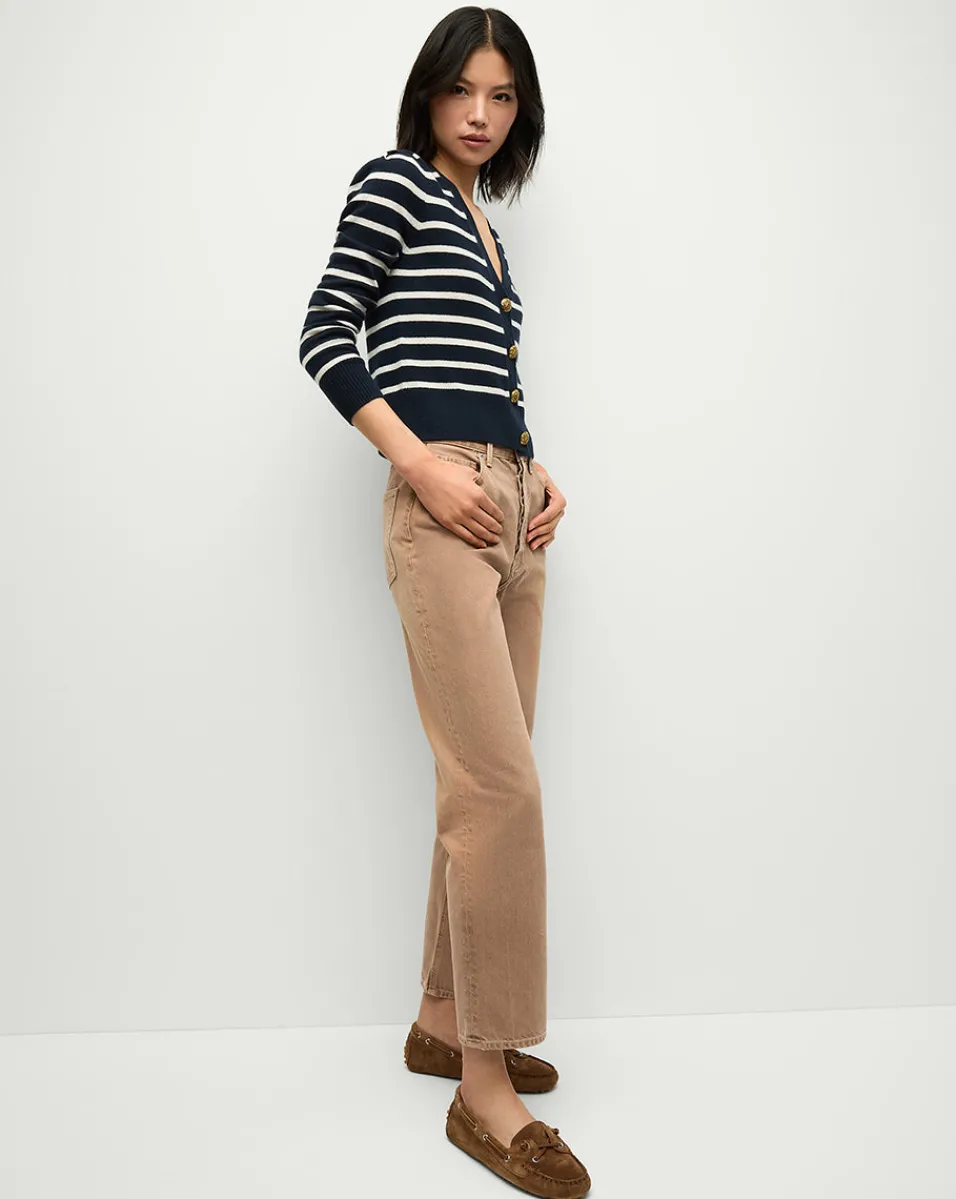 Veronica Beard Sweaters|Tops*Solene Cashmere Striped Cardigan in Navy Navy/Ivory