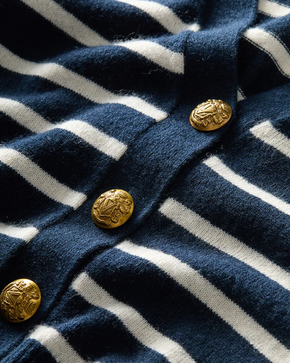 Veronica Beard Sweaters|Tops*Solene Cashmere Striped Cardigan in Navy Navy/Ivory