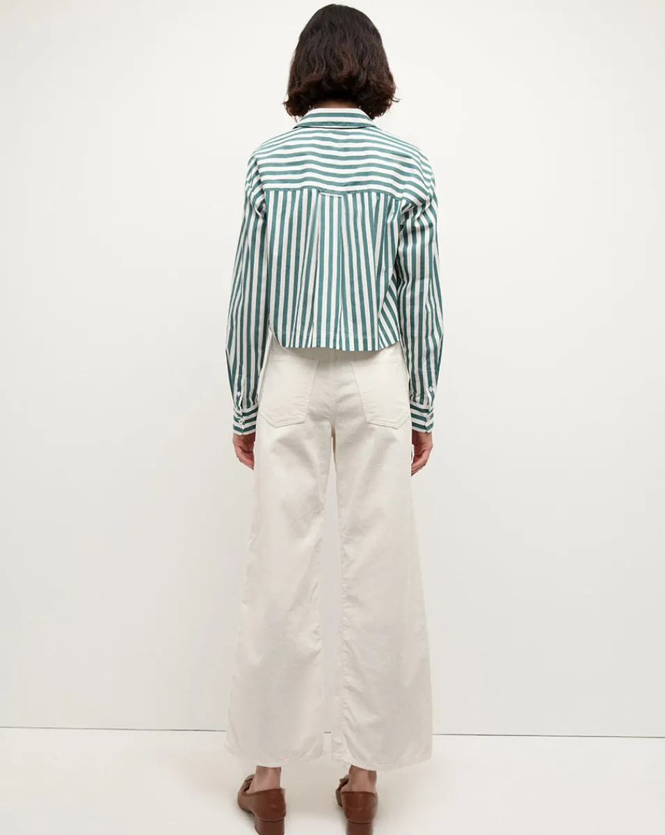 Veronica Beard Jeans|Pants*Taylor Cropped Corduroy Wide-Leg Pant in White Ecru