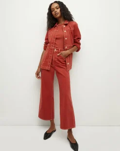 Veronica Beard Jeans*Taylor Cropped Wide-Leg Jean in Brick Red BrickRed