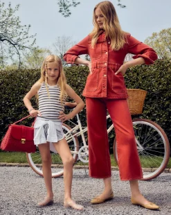 Veronica Beard Jeans*Taylor Cropped Wide-Leg Jean in Brick Red BrickRed
