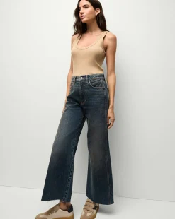 Veronica Beard Jeans*Taylor Cropped Wide-Leg Jeans in Dark Blue EquinoxBlue