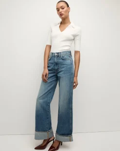 Veronica Beard Jeans|The Veronicas' Favorites*Taylor Cuffed Wide-Leg Jean | Medium Wash Blue Jeans RebelStone