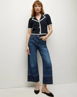 Veronica Beard Jeans*Taylor Released Hem Cropped Wide-Leg Jean in Bright Blue BrightBlue