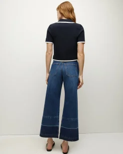 Veronica Beard Jeans*Taylor Released Hem Cropped Wide-Leg Jean in Bright Blue BrightBlue