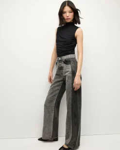 Veronica Beard Jeans|The Veronicas' Favorites*Taylor Two-Tone Wide-Leg Jean in Volcanic Stone Colorblock VolcanicStoneColorblock