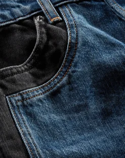 Veronica Beard Jeans*Taylor Two-Tone Wide-Leg Jean in Blue Moon Colorblock BlueMoonColorblock