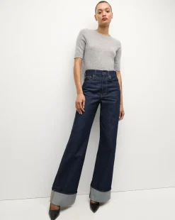 Veronica Beard Jeans*Taylor Wide-Leg Jean | Cuffed Jean in Dark Wash IndigoRinse