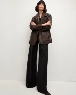 Veronica Beard Jackets & Outerwear|The Veronicas' Favorites*Thandie Leather Dickey Jacket in Dark Brown DarkChocolate