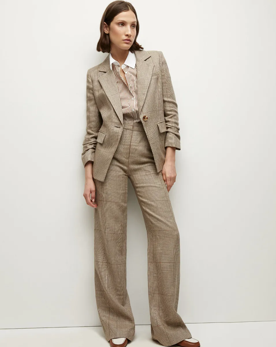 Veronica Beard Pants*Tonelli Plaid Pant in Ecru/Ochre
