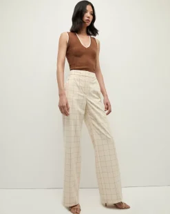 Veronica Beard Pants*Tonelli Plaid Pant in Ecru/Deep Ochre Ecru/DeepOchre